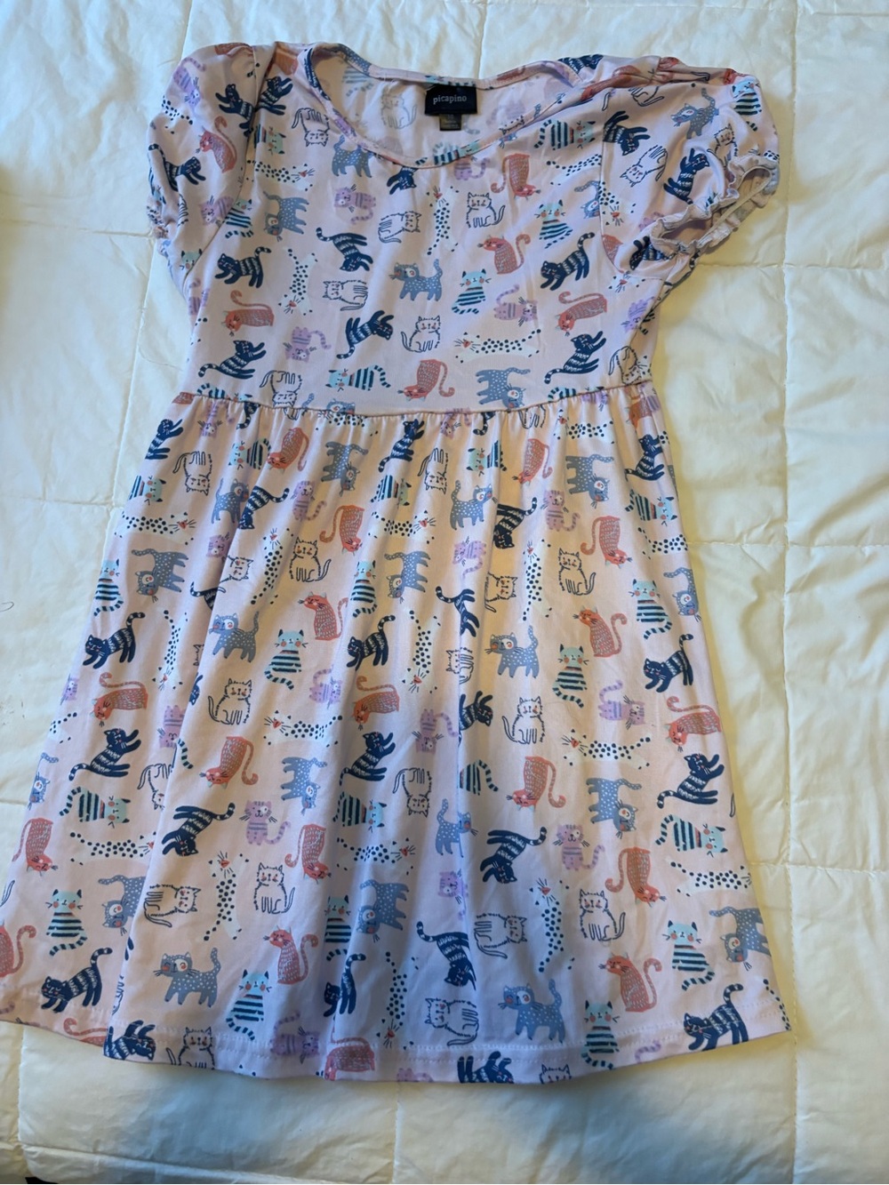 3/15$ Cat & Jack Pink Short-Sleeve Dress with Colorful Cat Print